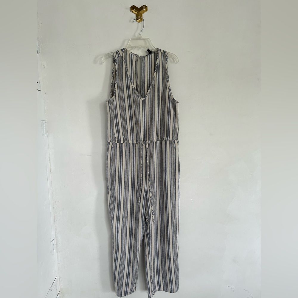DREW brand navy & cream striped pant romper Size Small